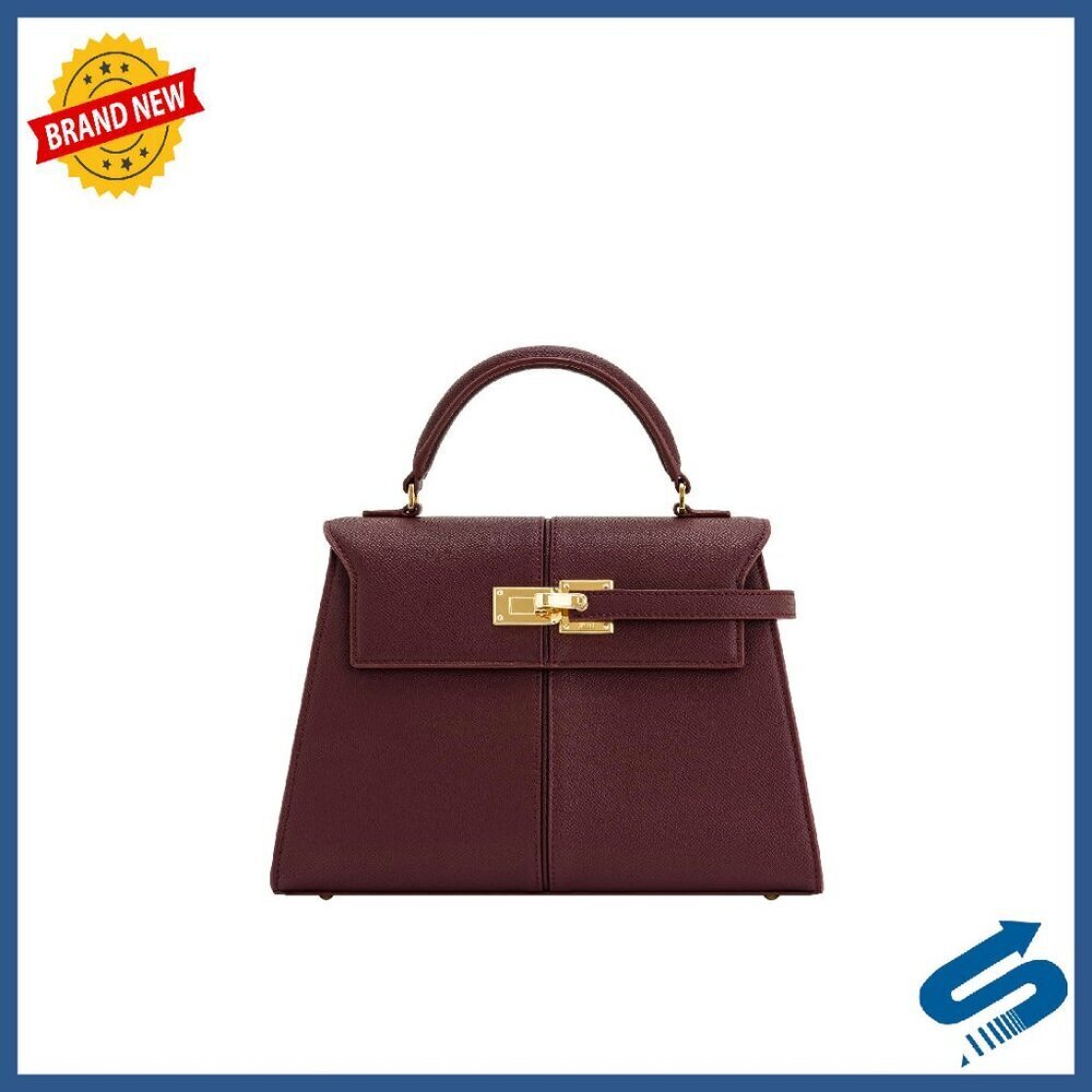 Vegan Leather Top Handle Bag with Adjustable Strap, Fits iPad Mini